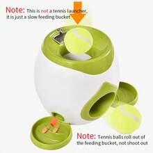1pc Pet Interactive Snack Ball Feeder, Double Hole Dog Treat Dispenser (Includes 2 Tennis Balls + Plastic Scoop)