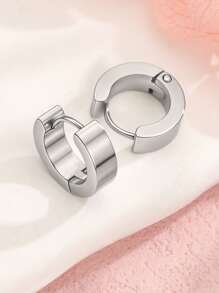 1pair/2pieces Smooth Stainless Steel Minimalist Earrings Women Charm Earings Jewelry