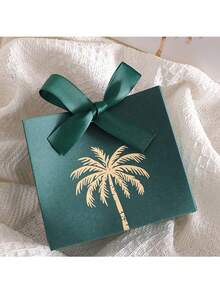5件/10件优雅绿色礼品袋配配套丝带精致棕榈树糖果盒沙特国庆派对小礼物 - 彩色 - 查看 4