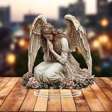 2D Flat Garden Angel Acrylic Desktop Decor - Elegant Blessing Symbol Suitable For Home And Office, Great For Bedroom, Cafe, Living Room, Garden And Balcony