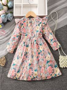 Young Girl Princess Dress With Ruffles - Perfect For Fall Parties And Special Occasions - Multicolor - View 9