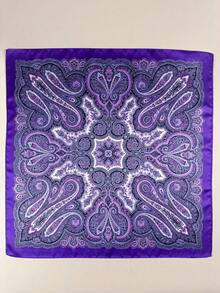 1条女士佩斯利印花围巾，优雅缎面领巾头巾，连衣裙配饰