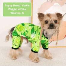 قطعة واحدة من ملابس الحيوات الأليفة ذات موضوع الليمون للكلاب الصغيرة، مرنة وناعمة جدا، قابلة للغسل بالغسالة الآلية، ملابس منزلية ولباس نوم