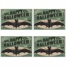 Set de 4/6/12 manteles individuales - Diseño de calabaza de horror, bruja y murciélago - Manteles individuales impresos creativos, resistentes al calor, decoración de mesa de cocina y comedor para Halloween, decoración de habitación, ajuste de mesa para fiestas festivas, aumenta el ambiente festivo
