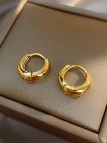 JOJELOO 1 Pair Fashionable Metal Clip-On Earrings, Minimalist & Delicate Design For Versatile Wear