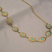 Women's Concho Chain Belt Western Cow Metal Waist Chain Belt For Dr - BGold - View 5