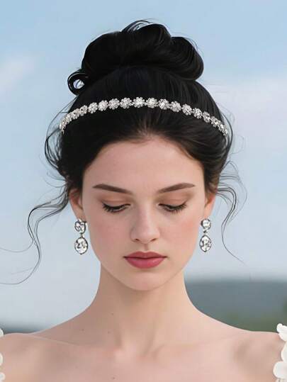 1pc Korean Style Everyday Headwear, Photography Prop, Influencer Hair Clip, Versatile Luxury Zirconia Headband