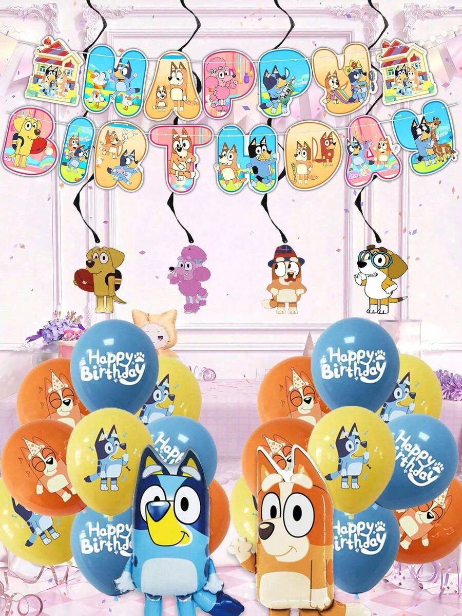 1条“生日快乐”横幅,宾果游戏铝箔气球,蓝色气球,适合生日派对装饰和用品,可用于生日派对、游戏活动、家庭聚会和艺术表演,生日气球装饰 - 彩色 - 查看 1