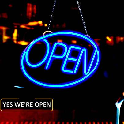 1pc Large OPEN Neon Light Sign, Hanging Store Front Decoration To Attract Customers, Size 16.33x10.82in/41.5x26.5cm, Suitable For Shops, Bars, Pubs, KTV, Malls, Supermarkets, Hotels, Night Food Stores, Camping Sites, Parties, Weddings, Anniversaries And Other Occasions