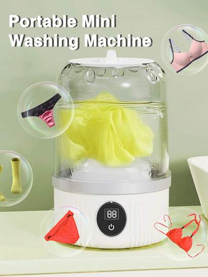 Portable Mini Underwear Washing Machine, Laundry Washer For Socks, Underwear, Lingerie & Baby Clothes, 1L Compact Delicates Washer With 3000mAh Battery, Travel & Dorm-Friendly, 5/10 Min One‑Touch Timer