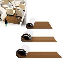 LILIIN Boat Flooring EVA Foam, Self-Adhesive Non-Slip Marine Carpet In Teak Look For Motorboats, Kayaks And Motorhomes, Brown/Dark Grey/Light Grey + Black, 240 X 45 Cm - Brown - View 2