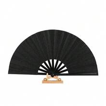 1pc Glowing Big Carnival Folding Hand Fan, Suitable For EDM, Festivals, Clubs, Parties, Dancing (Silver + Black), Shining - Multicolor - View 10