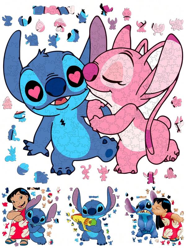Disney Disney 1 Pc Stitch Asymmetrical Wooden Puzzle Family Time Interactive Game Toys Brain Training Tools Jigsaw Exquisite Birthday Gifts For Kids And Adults With A Exquisite White Box