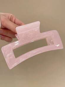 4pcs/1pc 4.13in/10.5cm Women Plastic Square Hair Clips, Pink White Blue Green Mixed Color, Fashionable Versatile High-End Elegant Minimalist Plain Hairpins, Suitable For Daily Casual Party Commute Beach Holiday Hair Styling, Ponytail Bun Washing Face Bath Makeup Outfit Accessory Hair Accessories Elegant Claw Clips, School Stuff, College Autumn Accessories Fall Winter For Vacation Outfits Woman