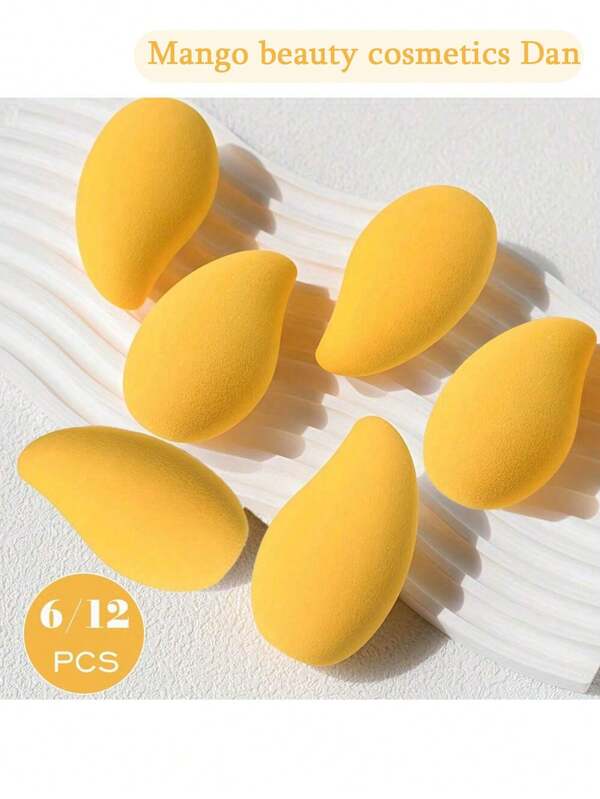 6/12pcs Mango Makeup Sponge Set, Soft, Fresh, Cute, Bouncy Makeup Blender Sponges, Comfortable For Dry & Wet Use