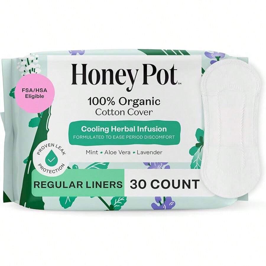Honey Pot Company - Herbal Pads For Women - Super W/Wings - Infused W/Essential Oils For Cooling Effect, Organic Cotton Cover, & Ultra-Absorbent Pulp Core - Feminine Care - FSA & HSA - 16 Ct - 草本日常護墊 - 查看 1