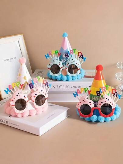 1/2pcs Cake Shaped Birthday Party Glasses Plastic Material Fun Sunglasses For Creative Funny Birthday Party, Party Party, Dance Party, Celebration And Photoshoot, Birthday Party Decorations, Party Supplies, Party Decorations