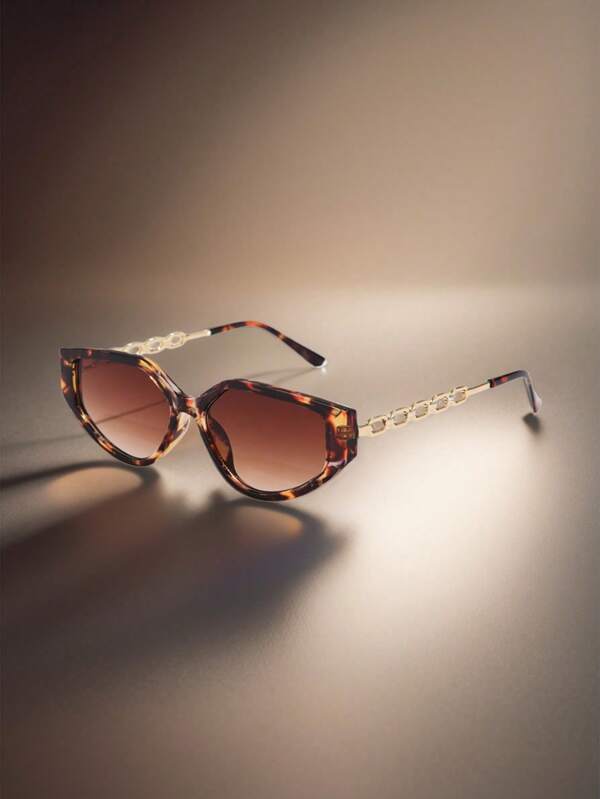 1pc Women's Asymmetrical Cat Eye Small Frame Vintage Personalized Metal Hollow Leg Elegant High-End European And American Luxury Sexy Street Photo Outdoor Travel Sunglasses, Suitable For Daily Use Shade Going Out Outfit Outdoor Beach Seaside Vacation And Gift For Family And Friends
