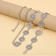 سلسلة خصر يدوية أنيقة عتيقة قابلة للتعديل من الفضة للنساء، بنمط هندسي نقطي ذو لون أحادي، حزام معدني مزخرف من سبيكة الزنك، مناسب للزفاف والاستخدام اليومي والحفلات والمواعيد والربيع والصيف والخريف والشتاء والمدرسة والخريف وعيد الهالوين