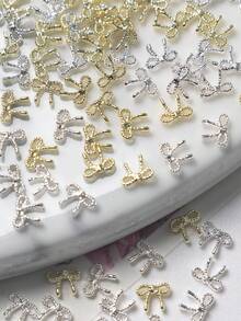 White Angel Wings Alloy Nail Parts Ribbon Pink Bow Nail Art Diy Decoration Nail Parts Nail Supplies Nails Nail Charms Nail Gems