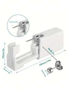 2件-10件穿孔套装-一次性无菌耳洞枪家用穿耳工具+5个银色球2mm-7mm球形平背耳钉 - 彩色 - 查看 3