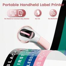 Phomemo 1 套 E975 压花标签机，含 6 卷 9 毫米/3/8 英寸标签带（3*黑色/1*粉色/1*蓝色/1*绿色），便携式复古压花标签机，迷你压花标签机，含 6 卷压花标签带，适用于家庭、办公室 DIY 和手工制作，清晰易读的 3D 标签机，防水迷你便携式标签机， - 粉色 - 查看 4