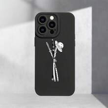 Fundas de teléfono Matte con un diseño que presenta sombreros y espadas, impresas en UV, que ofrecen protección 360 grados para varios modelos de , incluyendo 11, 12, 13, 14 Pro Max, 15, XR, X/XS, 7, 8 Plus, SE y Mini. - Negro - Ver 3