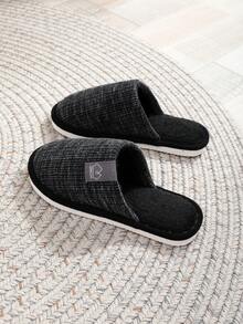 1 par de pantuflas casuales a rayas, ligeras y cómodas pantuflas de interior para hombres, pantuflas silenciosas para dormitorio en otoño/invierno