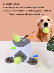 1pc Pet Interactive Snack Ball Feeder, Double Hole Dog Treat Dispenser (Includes 2 Tennis Balls + Plastic Scoop)