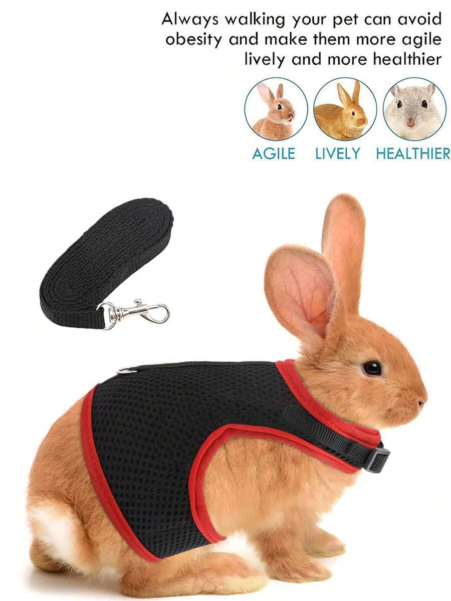 قطعة واحدة - بيع ساخن - شرس ناعم قابل للتعديل مع مقود للأرانب - ملبس الأرانب الأليفة - المقود فيريت - غينيا وحصان هولندي مائل مع روب - ظهر شيست أرنب ، مناسب للأرنب والكلاب الصغيرة وغينيا والقطط الصغيرة ، إلخ. - متعدد الألوان - مشاهدة 1