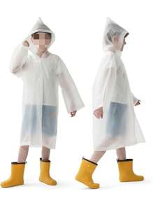 1 pieza Impermeable reutilizable para niños, adecuado para niños y niñas de 8 a 14 años. Fabricado en material impermeable de EVA con capucha, diseño de manga larga y corte holgado, conveniente para llevar mochilas escolares durante los días de escuela. Adecuado para actividades al aire libre, playa, campamento, senderismo, ocio y situaciones de lluvia. Un imprescindible para la temporada de regreso a clases.