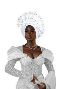 1 件欧美时尚女士婚礼头巾，串珠钻石扇形圆帽，涤纶休闲派对优雅串珠水钻，适合约会、婚礼、节日、日常穿着春夏秋冬