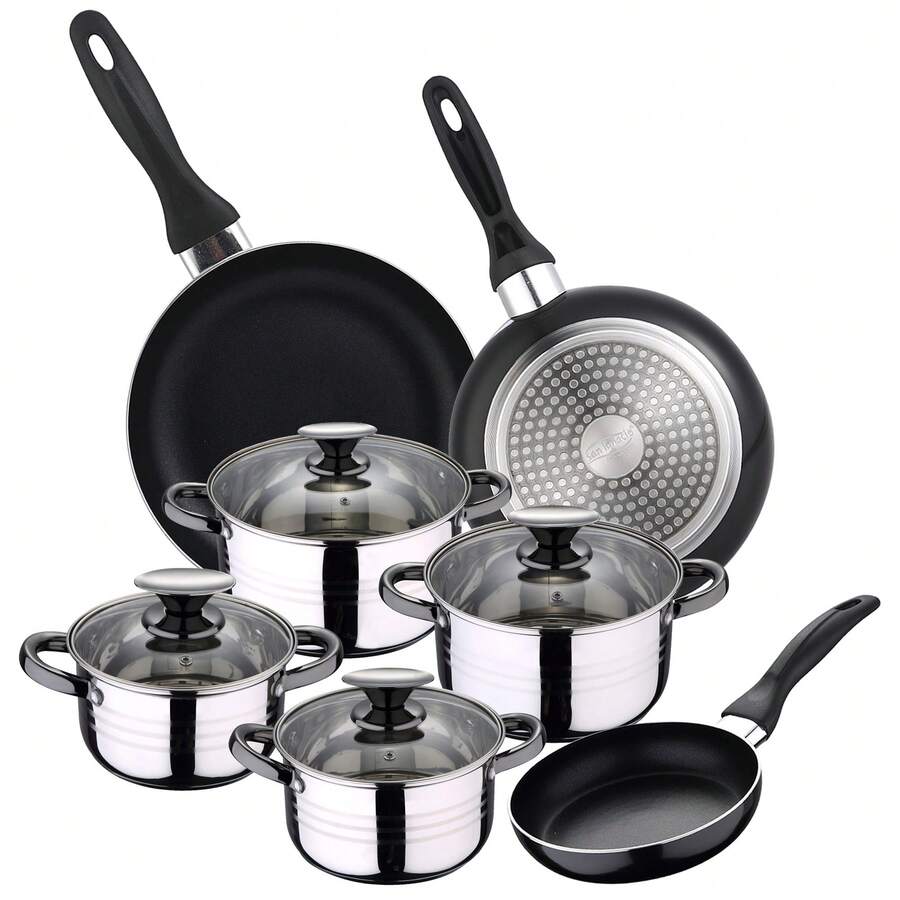 San Ignacio 8-Piece SIP Cookware Set + 3-Piece 16/20/24-Inch Frying Pan Set. Actual Color: As Shown. - Camel - View 1