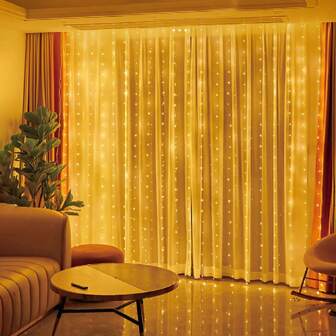 1 Stück 3M 300 LED Lichterkette, Vorhanglicht, Wasserfalllichter, Kranzlichterung, Kupferdraht Licht mit Glitzer, USB-betriebene hängende Fenster Lichternkette mit 8 Beleuchtungsmodi und Fernbedienung, für Raumdekoration, Fensterausstellung, Garten, Hochzeit, Neujahr, Weihnachten, Weihnachtsgeschenk, Schlafzimmerdekorationen, Wanddekoration