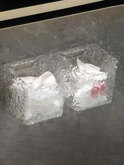 1pc Wall-Mounted Minimalist Bow-Knot Storage Box, No Drilling Required, Toothbrush & Toothpaste Holder, Random Pattern