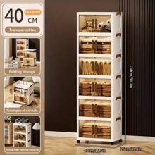 Ribech 5 Tier Plastic Storage Bins With Lids - Folding Storage Cabinet, Collapsible Stackable Containers With Wheels, Foldable Organizer System For Closet, Bathroom, Home, Office, Dorm