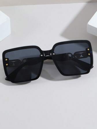 1 Pair New Stylish European & American Simple Makeup Large Face Slimming High-End Women Fashion Glasses Square Shape Shades