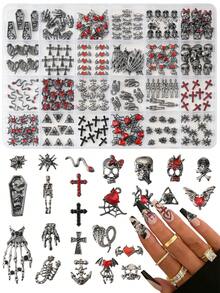 Halloween Nail Charms 3D Spider Skull Hand Alloy Nail Art Supplies Black Charms Nail Jewelry For Women Halloween DIY Nail Art Decoration Accessories - 彩色 - 查看 1