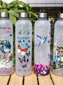 1pc 33OZ Plastic Water Bottle With Metal Cap, Fashion Design, Multiple Patterns Available Including 3D Patterns, Portable And Durable, Suitable For School, Camping, Sports, Fitness, Parties, Travel, Holiday Gifts And More