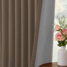% Blackout Curtains Bedroom, 84 Inch Long Blackout Curtains, Clip Rings Linen Drapes, Thermal Insulated Room Darkening Living Room, 2 Panels - Beige, W50xL84, Bedroom Decor - Linen Brown - View 3