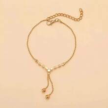 1 件时尚简约水滴脚链，奢华砖块图案，适合日常、海滩和度假穿着 - 水滴 - 查看 8