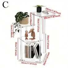 1pc Transparent Acrylic Side Table, Modern Design, Easy Assembly, Space Saving, Multifunctional Nightstand Suitable For Living Room, Bedroom, Hallway, Bathroom