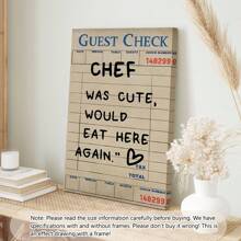 1pc Unframed Guest Check Fa Wall Art, Chef Is Lovely Would Eat Here Again, This Must Be The Place, Guest Check, Red Chef Art Prints, Posters Guest Check, Canvas Wall Decor For Living Room, Bedroom Posters,Wall Art,Room Decoration Stuff,Modern,Quotes(Optional Frame)