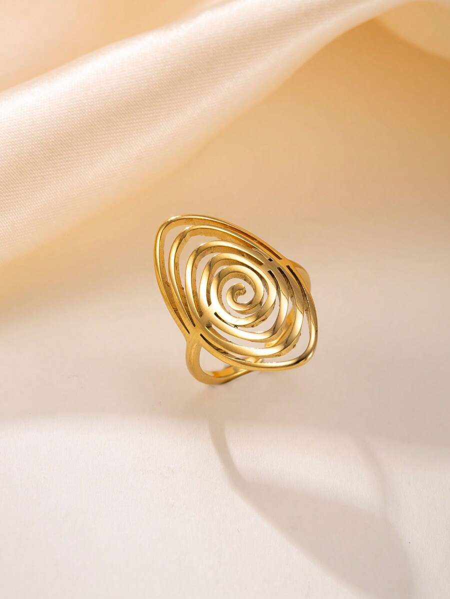 1 pieza Aro de círculo minimalista dorado de acero inoxidable, adecuado para uso diario del público general o como regalo