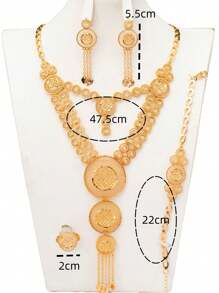 Conjunto Para Regalo De Boda Y Festivales De Lujo, De La Novia, Con 5 Piezas Chapadas En Oro Champán 18k De Alto Grado, Resistente Al Desgaste Y Sin Deformación, Fabricado En Cobre