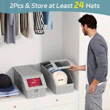 1/2 PCS Stackable Foldable Baseball Cap Holder Box With Solid Lid - Space Saving Wardrobe Organizer With Transparent Window For Easy Viewing, Durable Material - Suitable For Stacking Baseball Caps & Hats - Unisex For Closet, Shelf, Under Bed Storage - Wardrobe Organization And Storage - Multicolor - View 5
