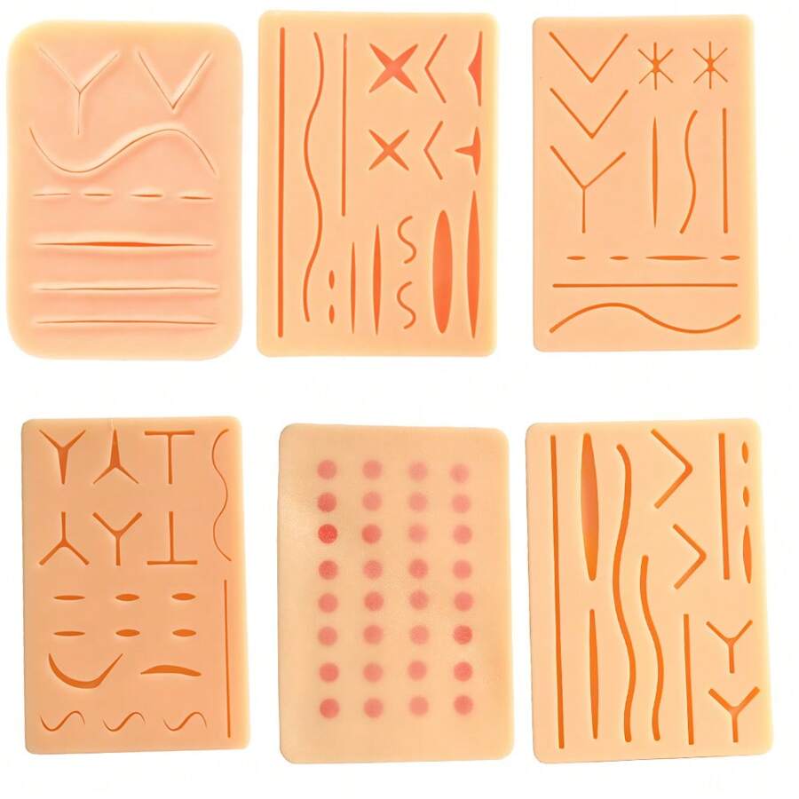 1 件或 1 套硅胶皮肤缝合手术训练套件伤口缝合练习垫操作垫牙科设备牙医材料 3 层最佳缝合练习垫，兽医缝合垫用于手术打结 - 杏色 - 查看 1