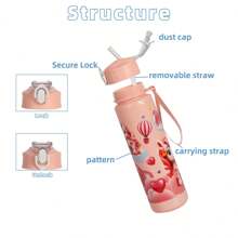 1pc 750ml/25oz Cartoon Pony Themed Plastic Water Bottle, Leak-Proof, Portable, Straw, Hand Washable, Suitable For Outdoor Activities, Games, Cycling, Camping, Great For Holidays And Birthday Gifts