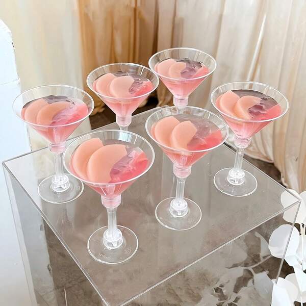 50/25/10/3pcs 5oz Plastic Dessert Cups, Stemmed Cocktail/Martini Glasses, Suitable For Desserts, Champagne, Party Events, Reusable
