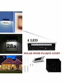 1 Pack 4LED Solar House Number Sign, Outdoor Waterproof, Solar House Sign Door Plate Personalized Nameplate Lights For Homes, Gardens, Streets, Yards And Homes, Housewarming Gifts For Friends - Multicolor - View 10